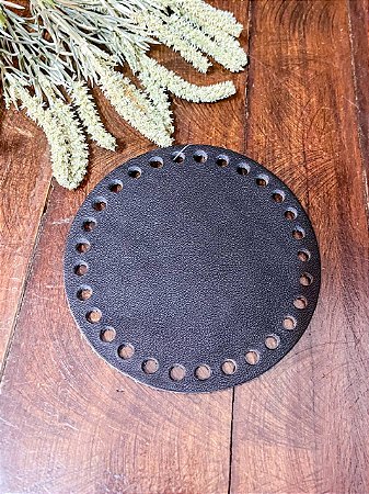Base Couro Redondo 13cm - Preto