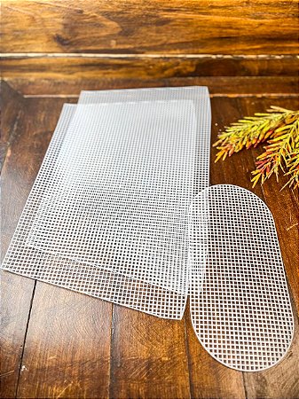 Tela/Malha Plástica Chenille 44/47x29,5cm - Bolsa Trapezio 3Pç