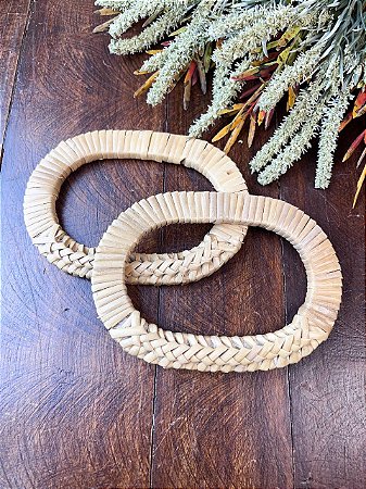 Alça Rattan Oval 13,5x9,5cm - Par - Marfim