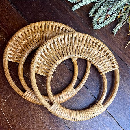 Alça Rattan Redonda 17cm - Par - Caramelo Claro
