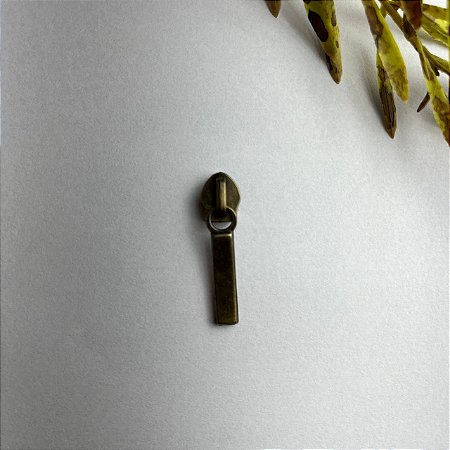 Cursor/Puxador Metal #5 p/Ziper Teflon Médio - Ouro Velho