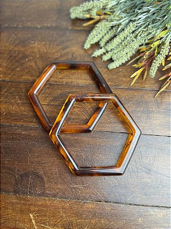 Alça Acrilica Hexagonal - Caramelo com Marmorizado Marrom