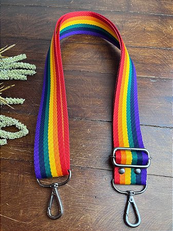 Alça Poliester Listrada-Arco Iris & Onix