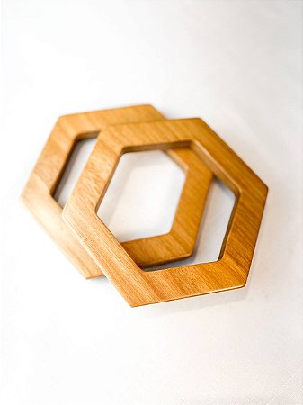 Alça Madeira Hexagonal/Sextavada Pequena 14x14x1cm (Jequitibá)