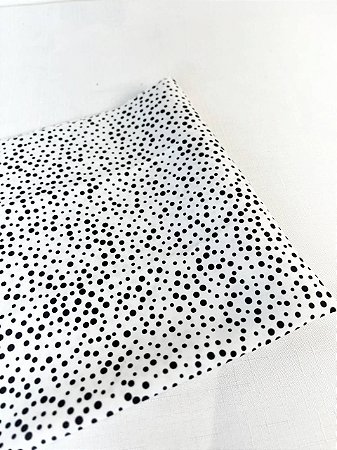 Tecido Digital 1,50m x 50cm - Poá Preto Fundo Branco
