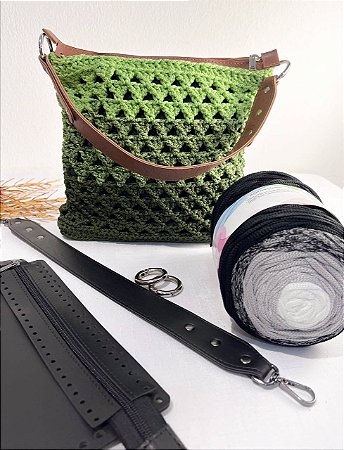 Kit Bolsa Eliza - Néctar COLORS 5mm- Gray (Crochetando Amigas)