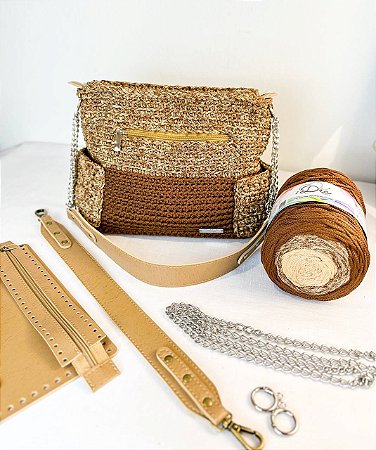 Kit Bolsa Sandy - Néctar COLORS 3mm- Mousse (Crochetando Amigas)