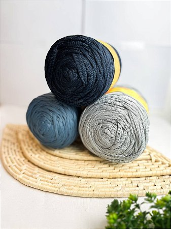Combo 6 - Fios Néctar 5mm 3un. - Cinza Elefante, Azul Mar e Azul Jeans Escuro