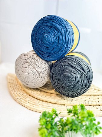 Combo 1 - Fios Néctar 5mm 3un. - Azul Caribe, Cinza Claro e Chumbo