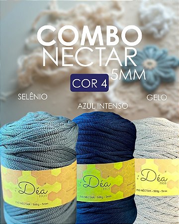Combo 4 - Fios Néctar 5mm 3un. - Selenio, Azul Intenso e Gelo