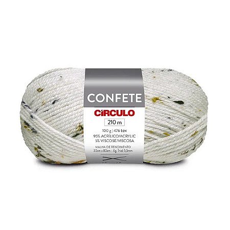 Fio/Lã Confete Circulo - COR 0010 BRANCO