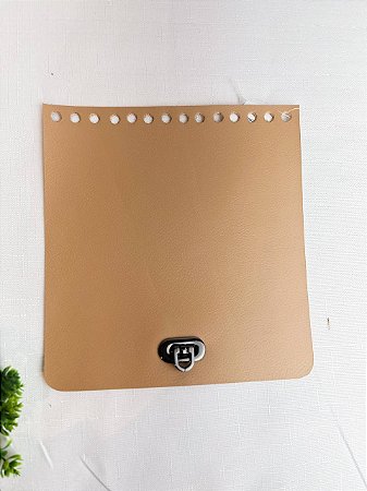 Aba Retangular 18x19cm Couro - Caramelo Claro e Ônix