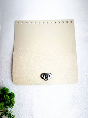 Aba Retangular 18x19cm Couro - Bege e Ônix