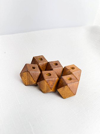 Bola Madeira Poligonal 20mm 6Un. - Marrom Claro