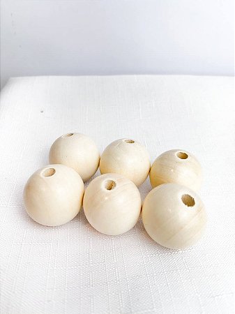 Bola Madeira 30mm 6Un. - Bege
