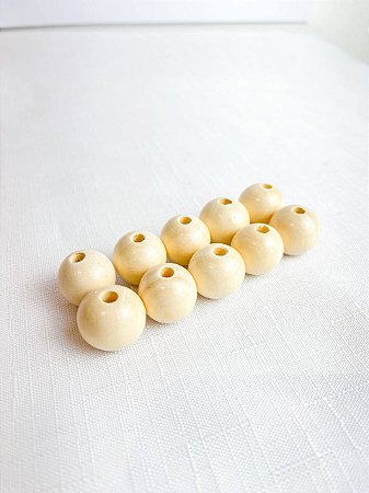 Bola Madeira 20mm 10Un. - Bege