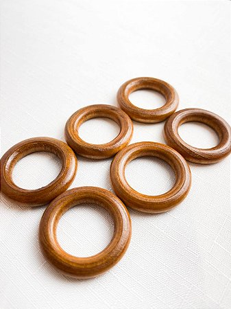 Argola Madeira 4,5cm 6 Un. - Marrom Claro