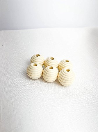 Bola Madeira Frisada 20mm 6Un. - Bege