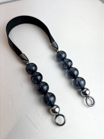 Alça Midi Couro+Queen Bee 2,5x60cm - Preto/Onix/Fume