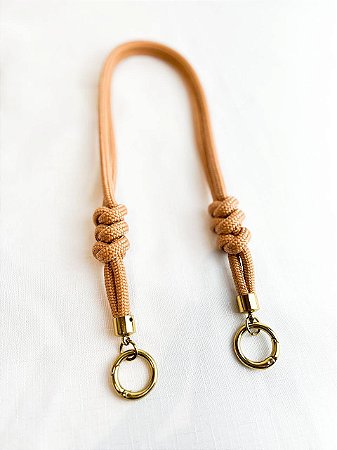 Alça Midi Corda Nó Triplo - 60cm - Bronze/Dourado