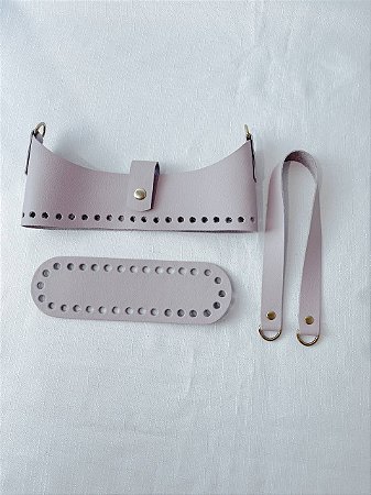 Kit Bolsa Couro 20x6cm MINI DOIS IRMÃOS - Bege & Dourado