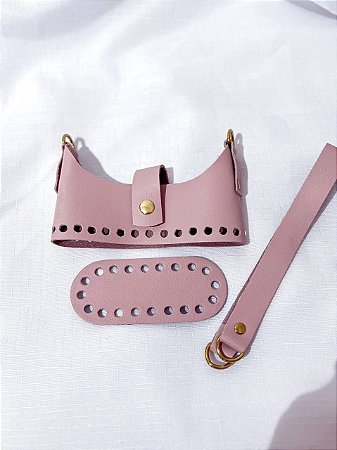 Kit Bolsa Couro 12x5cm MICRO DOIS IRMÃOS - Rosa & Dourado