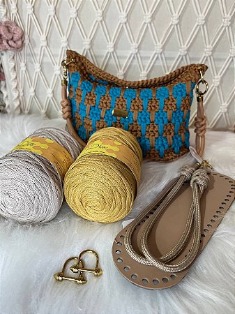 Kit Bolsa Daniela-Néctar Néctar 5mm Capim Dourado/Areia-Pólen Crochê