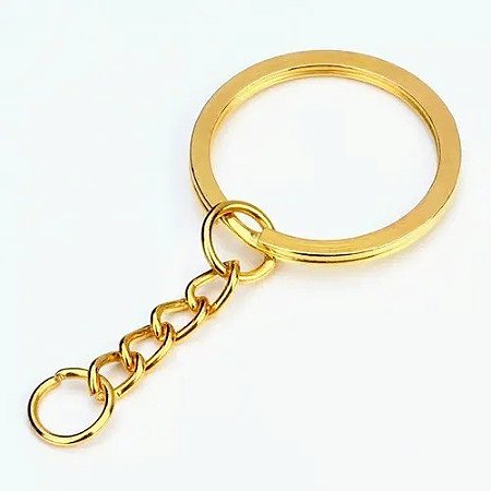Argola Chaveiro 28mm corrente Italiana - Dourado