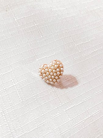 Botão Perola com Pé 17mm Dourado/Branco