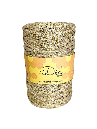 Fio Néctar 5mm - 500g-200m - Poliéster - Marfim Lurex Dourado