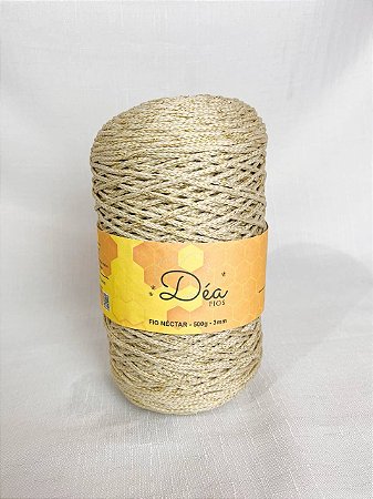 Fio Néctar 3mm - 500g-300m - Poliéster - Marfim Lurex Dourado