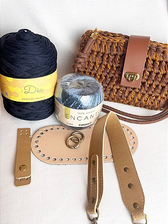 Kit Bolsa Canoa Quebrada Néctar 5mm Azul-Pólen Crochê