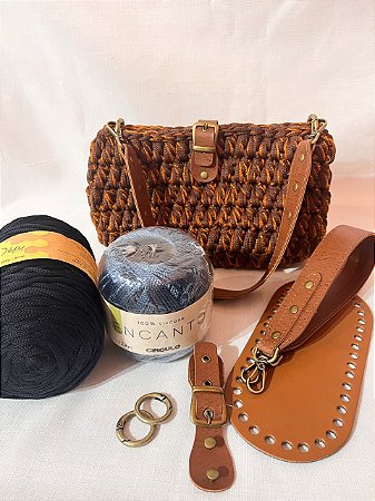 Kit Bolsa Canoa Quebrada Néctar 5mm Azul-Pólen Crochê