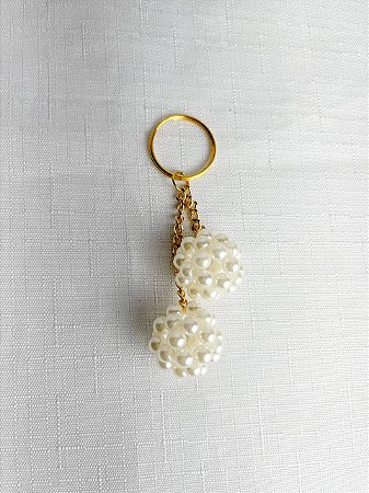 Chaveiro Bolinha Duplo 2cm-Pérola