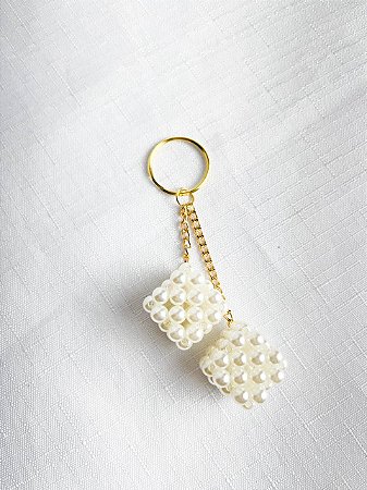 Chaveiro Dadinho Duplo 2cm-Pérola
