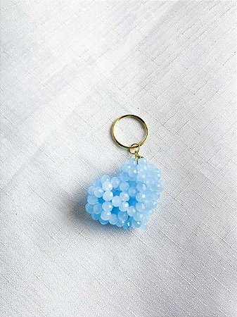 Chaveiro Coração 4,5x4x2,5cm-Cristal Azul