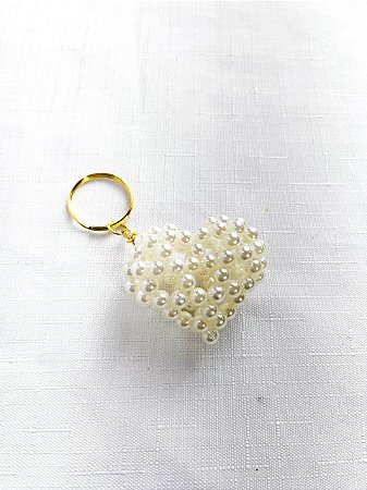Chaveiro Coração 4,5x4x2,5cm-Pérola