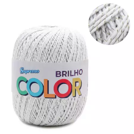 Barbante COLOR BRILHO CORES 400G nº6-Branco/Prata