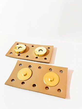 Fechamento Botão Imã Duplo 3,5x6,5cm Caramelo Claro & Dourado