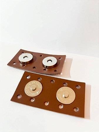Fechamento Botão Imã Duplo 3,5x6,5cm Marrom & Níquel