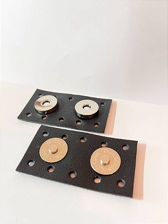 Fechamento Botão Imã Duplo 3,5x6,5cm Preto & Níquel