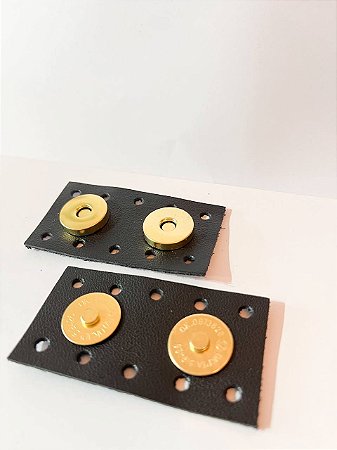 Fechamento Botão Imã Duplo 3,5x6,5cm Preto & Dourado