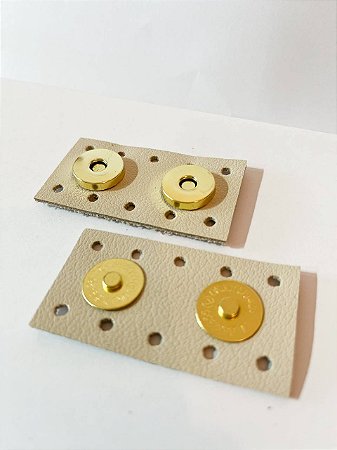 Fechamento Botão Imã Duplo 3,5x6,5cm Bege & Dourado