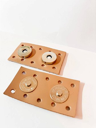 Fechamento Botão Imã Duplo 3,5x6,5cm Caramelo Claro & Níquel
