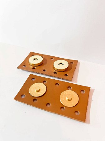 Fechamento Botão Imã Duplo 3,5x6,5cm Caramelo Escuro & Dourado