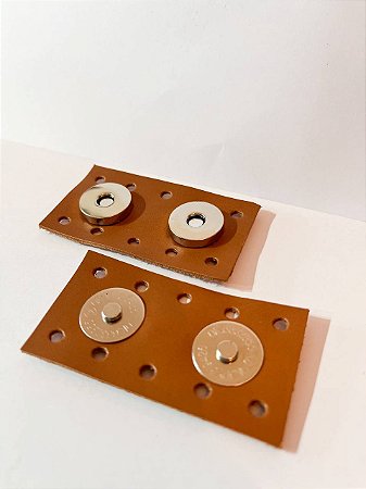 Fechamento Botão Imã Duplo 3,5x6,5cm Caramelo Escuro & Níquel