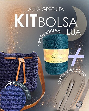 Kit Bolsa Lua - Néctar 5mm Verde Escuro Caramelo Claro/Dourado (Déa - Aula Grátis)