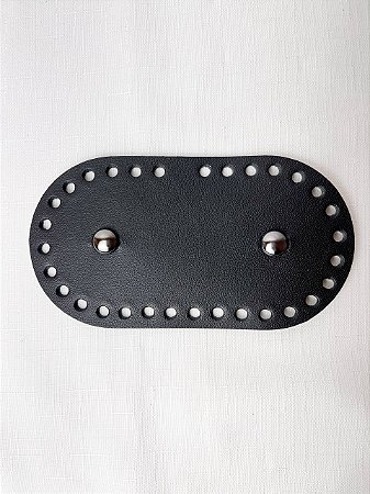 Base Couro Oval 9x17cm com Bailarina-Preto/Ônix