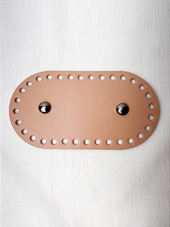Base Couro Oval 9x17cm com Bailarina-Caramelo Claro/Ônix