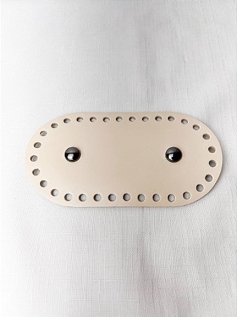 Base Couro Oval 9x17cm com Bailarina-Bege/Ônix